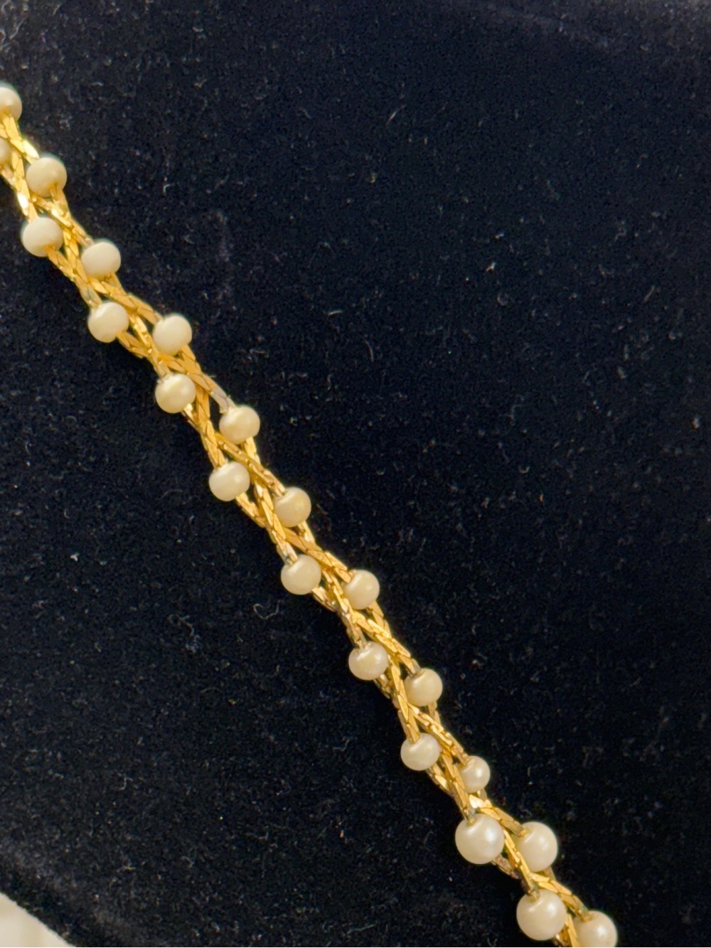 Vintage BC Lind 14K GE Glass Pearl Woven Necklace 18" 1980s - Picture 4 of 5